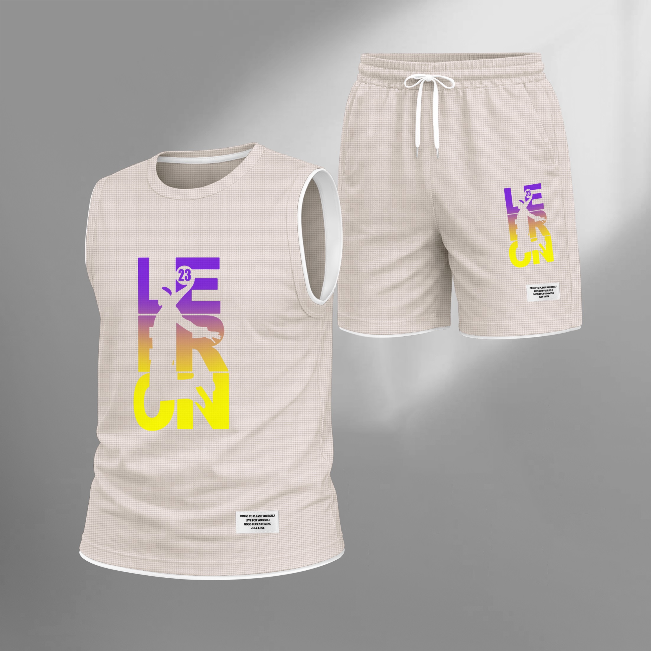 Shorts Basketball Gradient Letter Graphic estampado Summer Set Sleeveless Tank Top & Matching Outfit, Lightweight casual Streetwear Athletic Set for Everyday & Holiday para hombre
