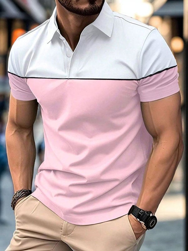 Camisa polo ejecutivo Logo con botones de manga corta para hombre
