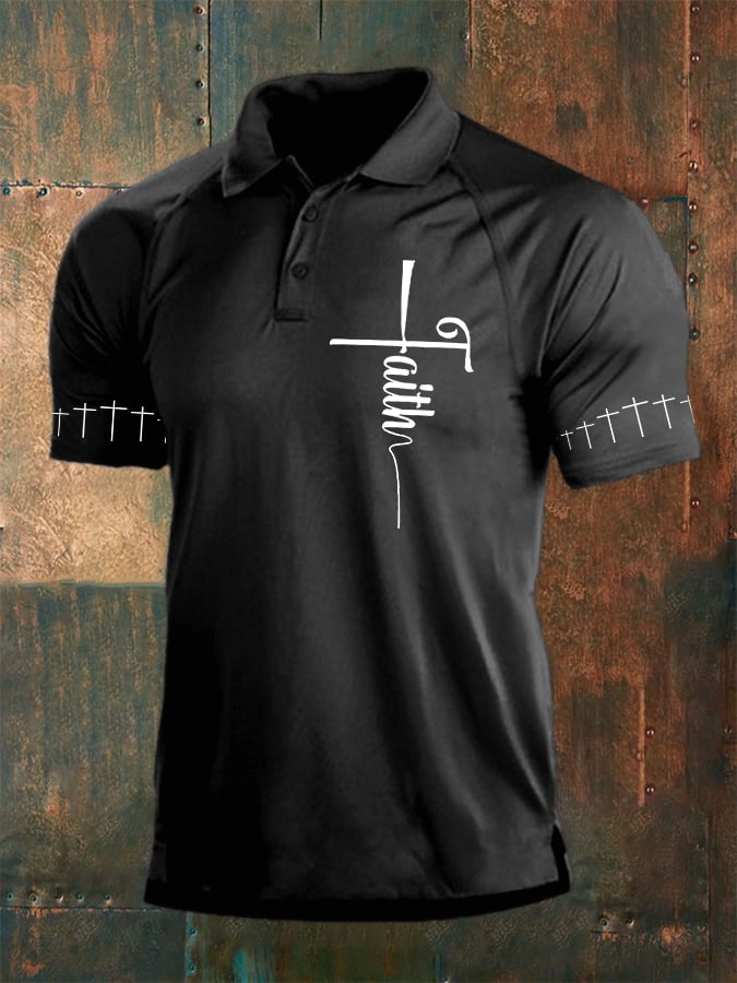 Camisa polo casual Faith gráfico estampado para hombre