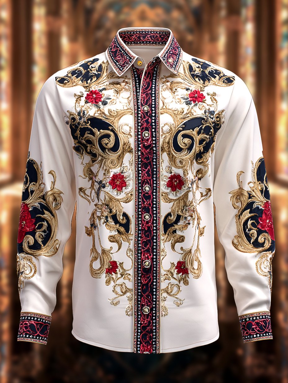 Camisa satén Luxe de manga larga con botones para hombre