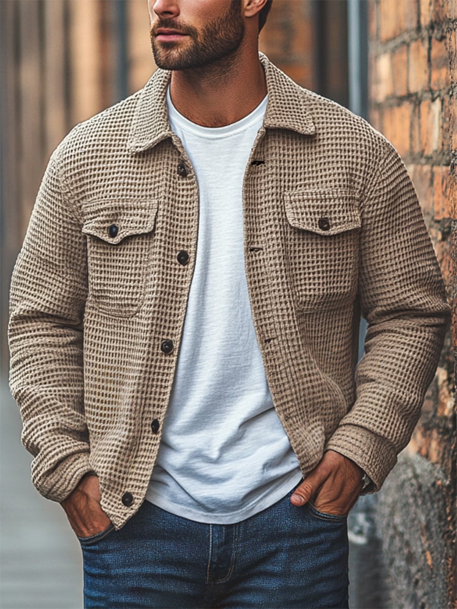 Chaqueta casual Waffle abrigo para hombre