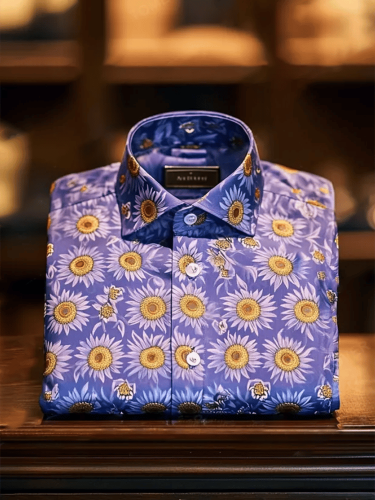 Camisa ejecutivo de lujo floral estampado de manga corta para hombre