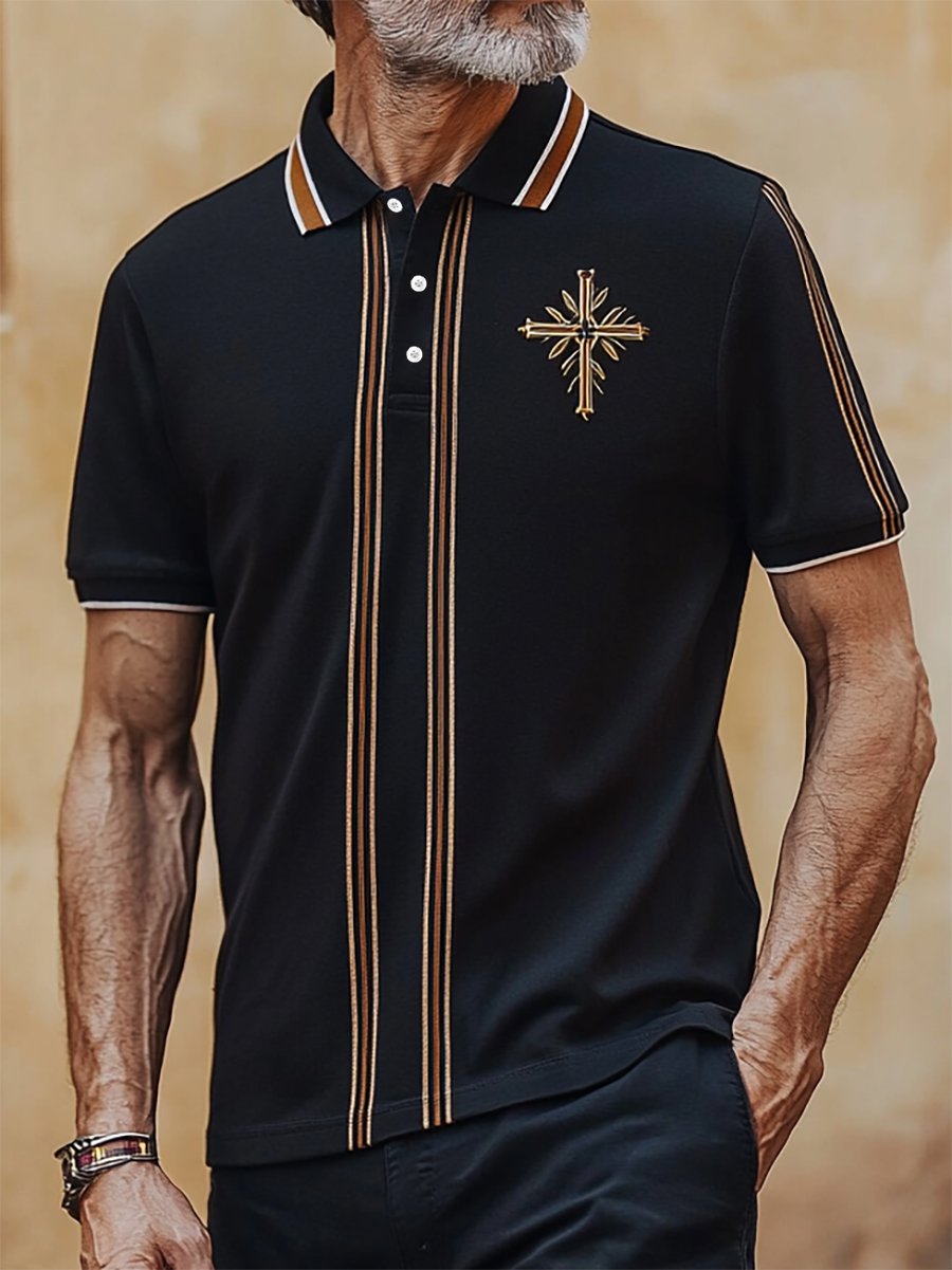 Camisa polo ejecutivo casual Faith Button de manga corta para hombre