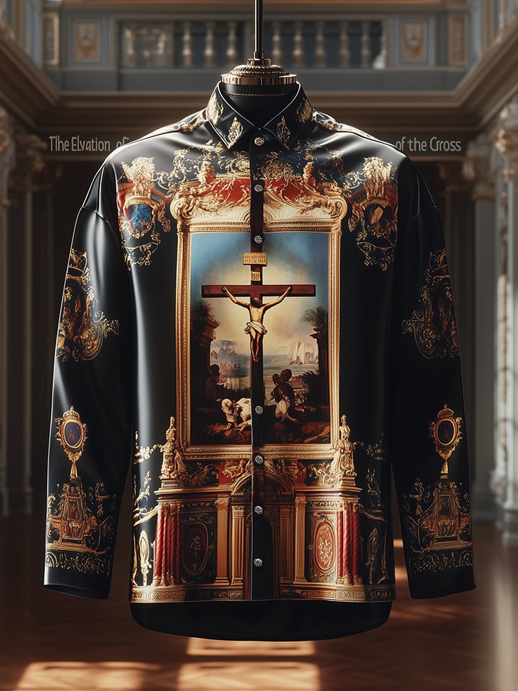 Camisa satén Luxe The Elevation of the Cross con botones para hombre
