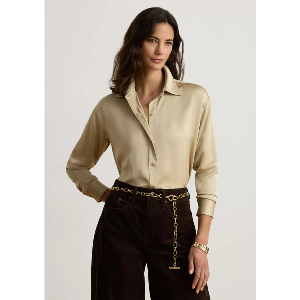 Women's Relaxed Fit Satin Charmeuse Shirt - 1