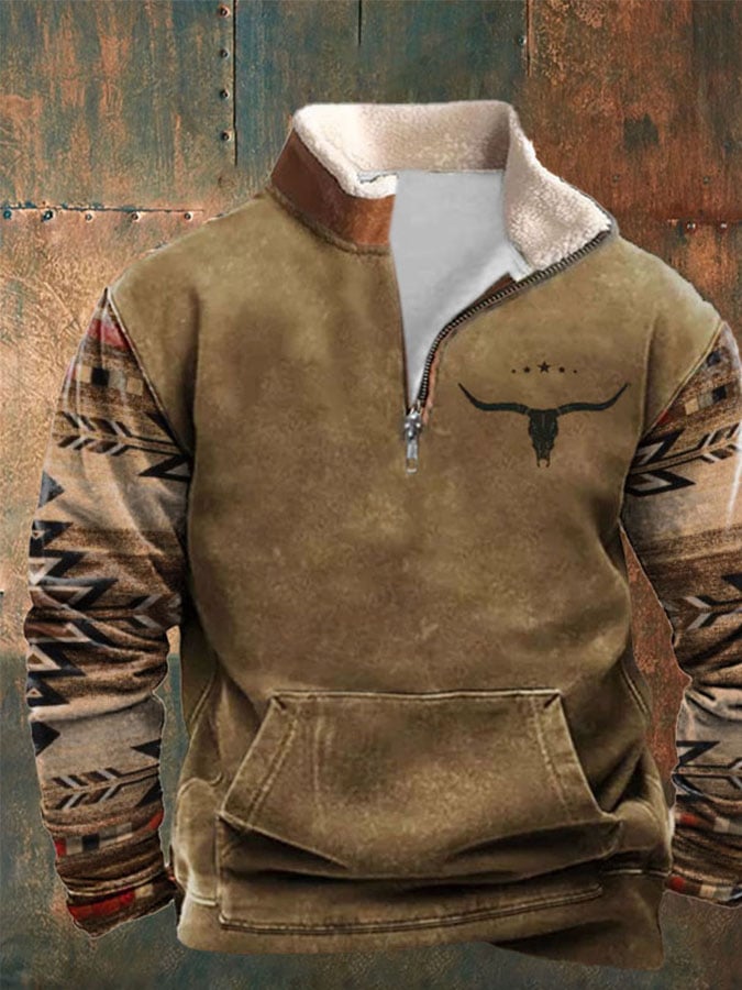 Sudadera casual cierre Stand cuello de manga larga estampado
