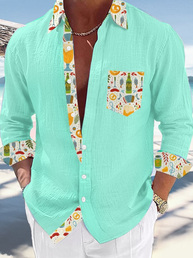 Casual Vacation Contrasting Princamiseta para hombre