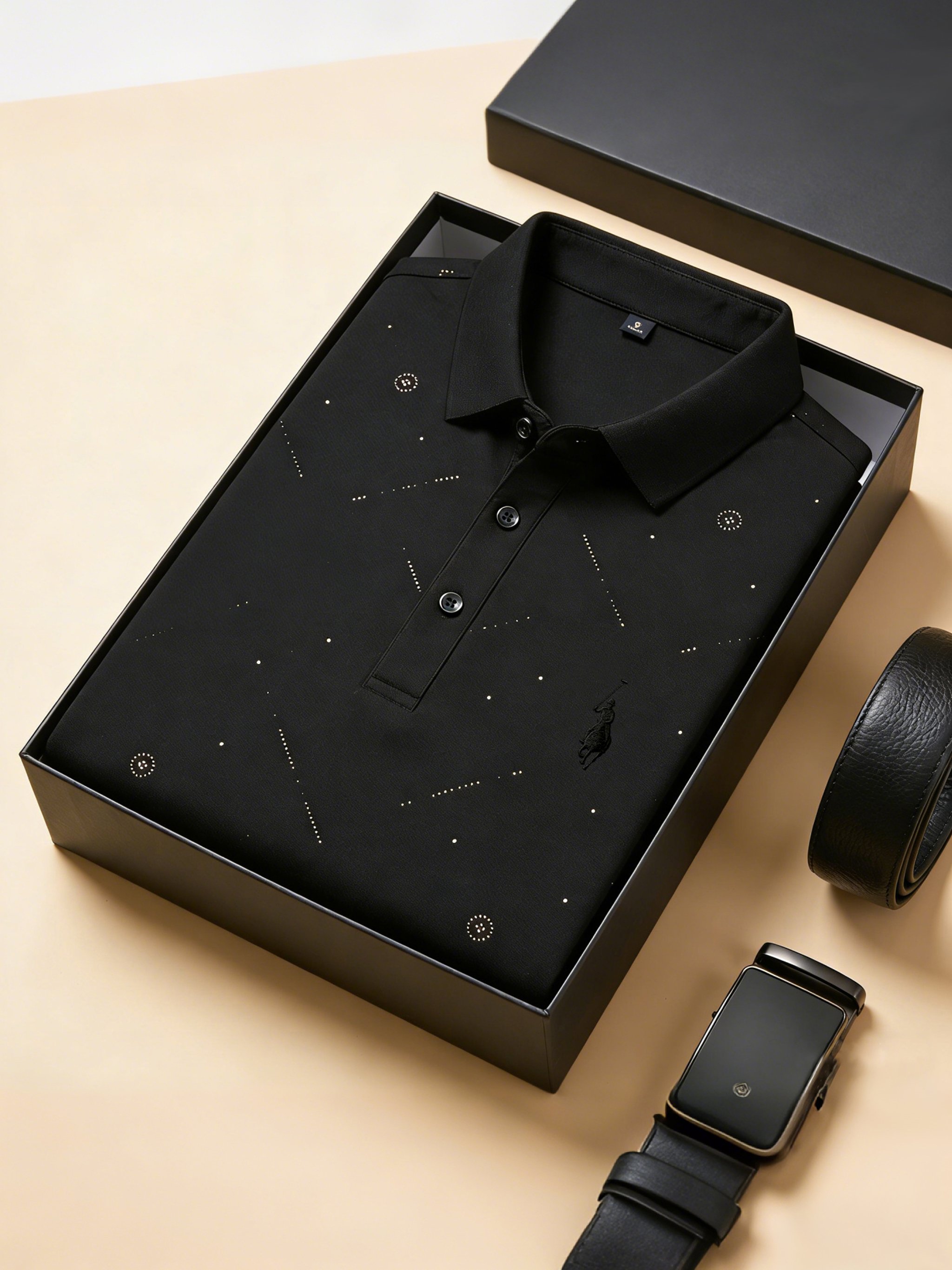 Camisa polo ejecutivo Style estampado de manga corta para hombre