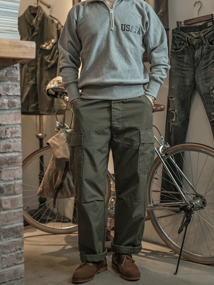 Pantalón vintage para exterior bolsillo casual para hombre