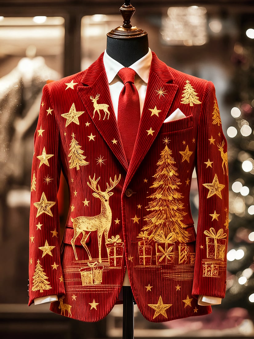 Saco vintage casual Christmas Party pana para hombre