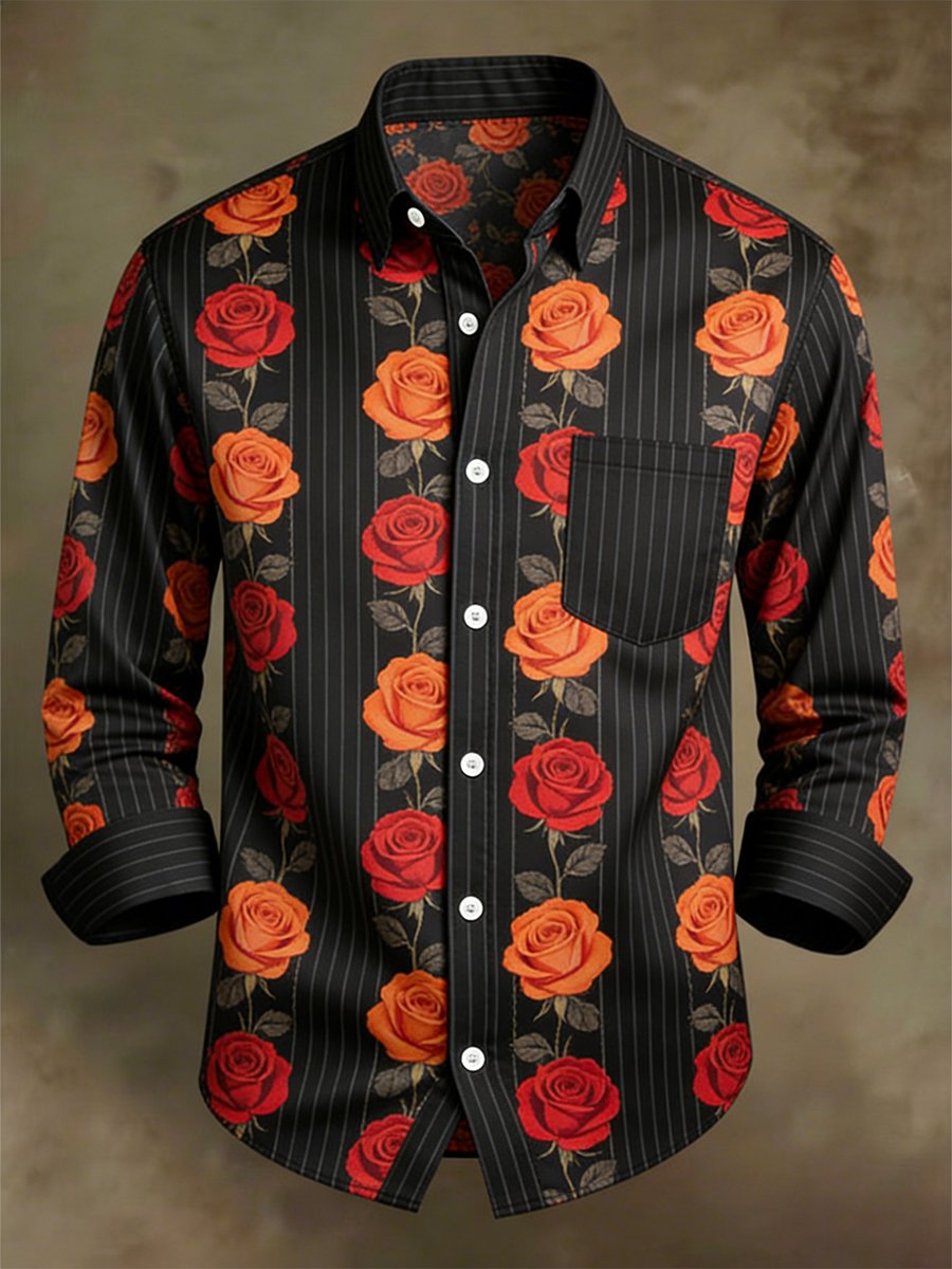 Camisa retro ejecutivo de manga larga para hombre
