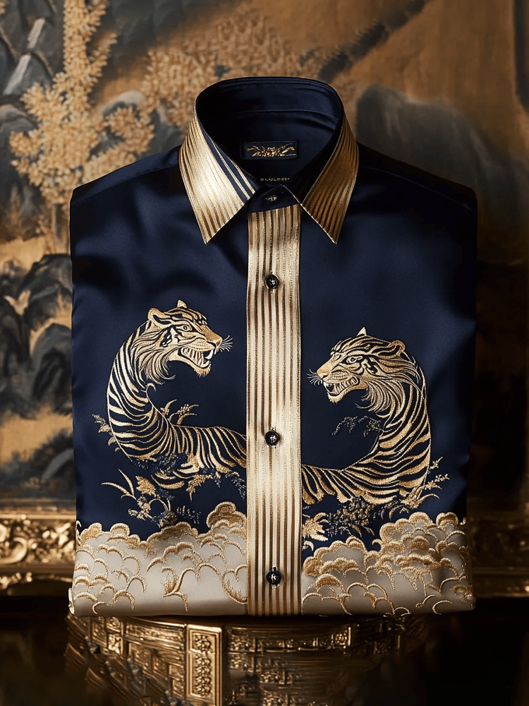Camisa seda de lujo ejecutivo de manga larga para hombre