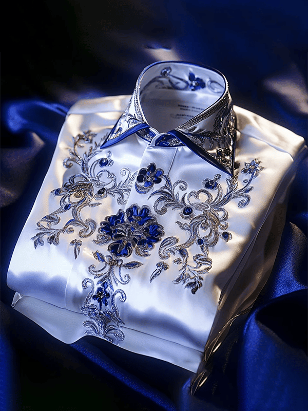 Camisa satén Luxe de manga larga con botones para hombre