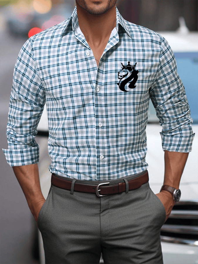 Camisa a cuadros ejecutivo casual para hombre