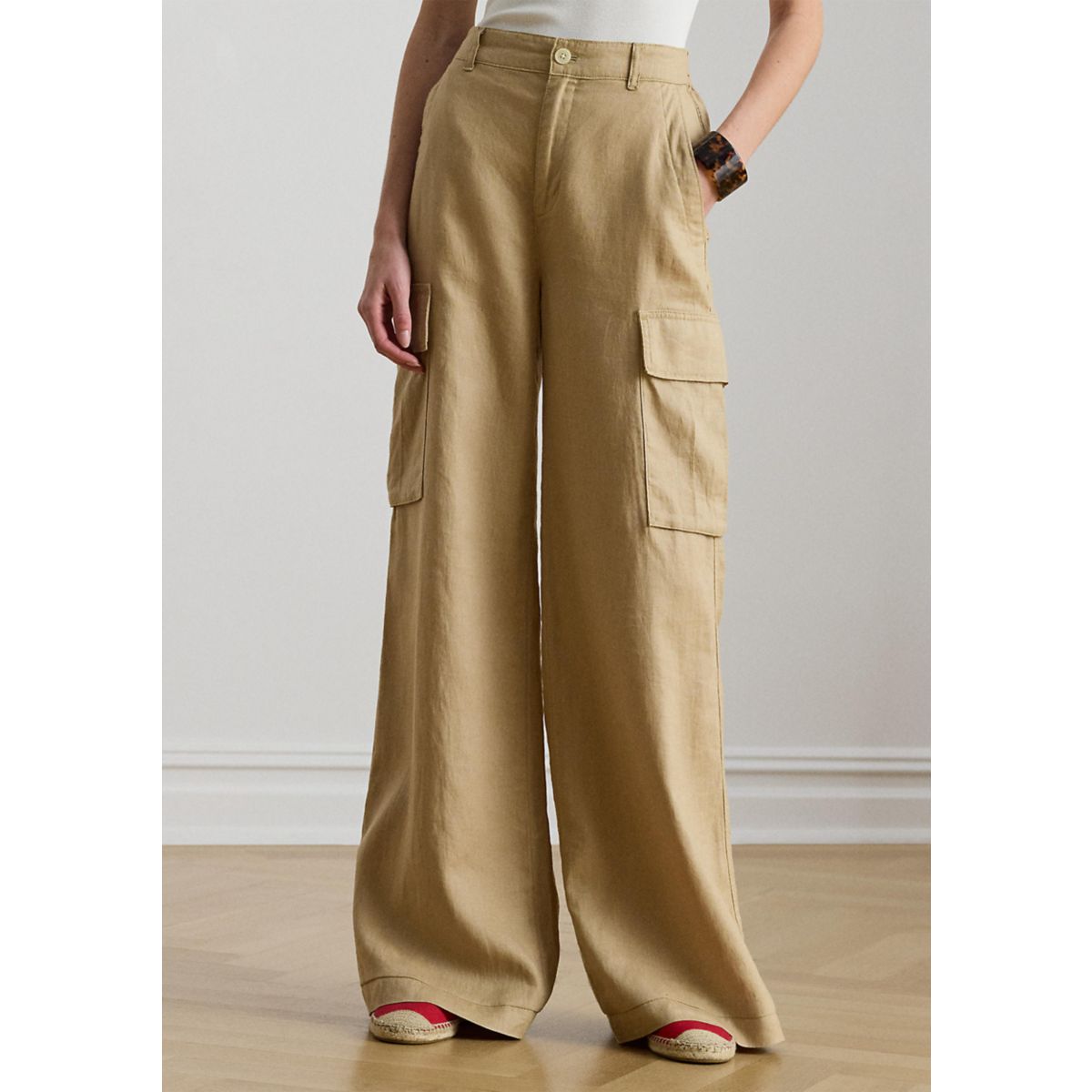 Linen Wide-Leg Cargo Pant - 1