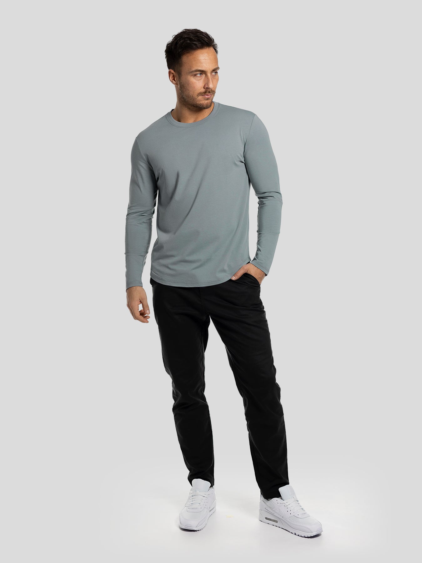 StaySmooth de manga larga Curve Hem Tee: de corte entallado