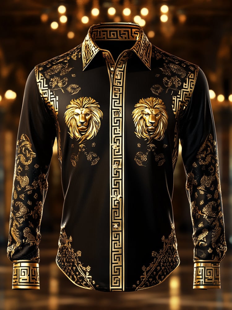 Camisa satén Luxe de manga larga con botones para hombre