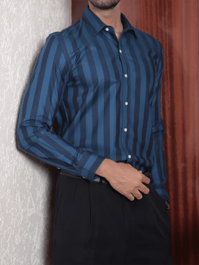 Camisa a rayas ejecutivo casual para hombre