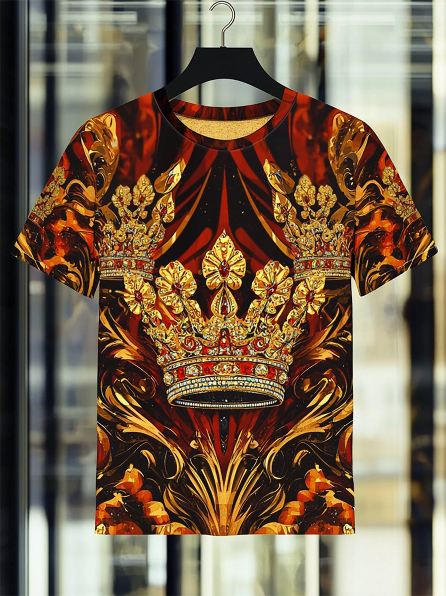 Camiseta ejecutivo de lujo estampado de algodón de manga corta para hombre