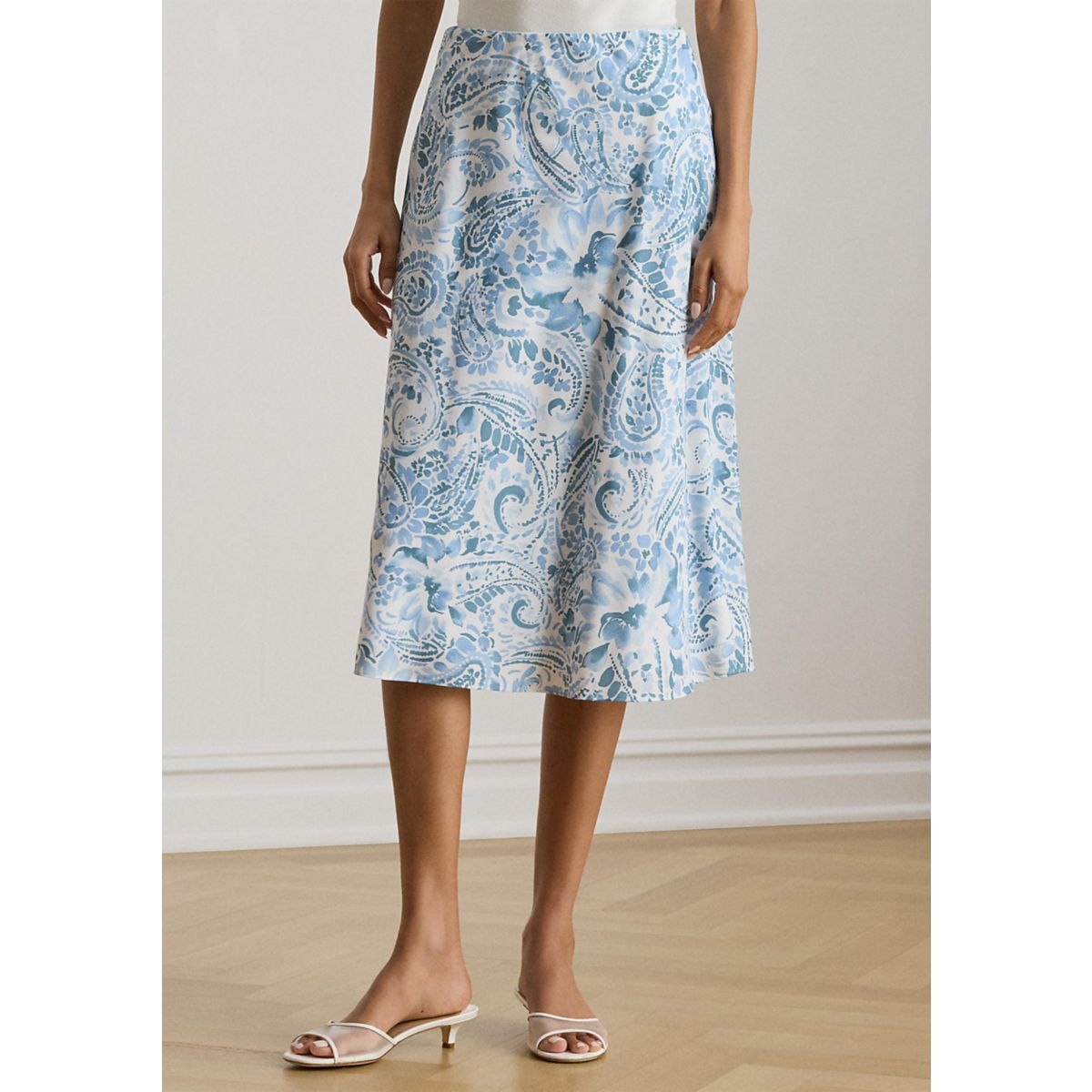 Paisley Crepe Midi Skirt - 1