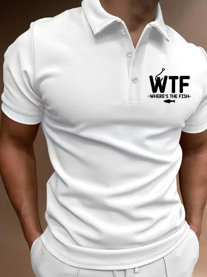 Camisa polo WTF - Where's The Fish estampado Contrast casual para hombre