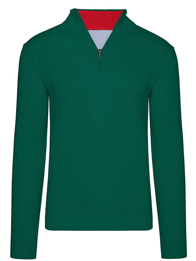 Western retro Contrast Color Stand cuello cierre Sweater para hombre