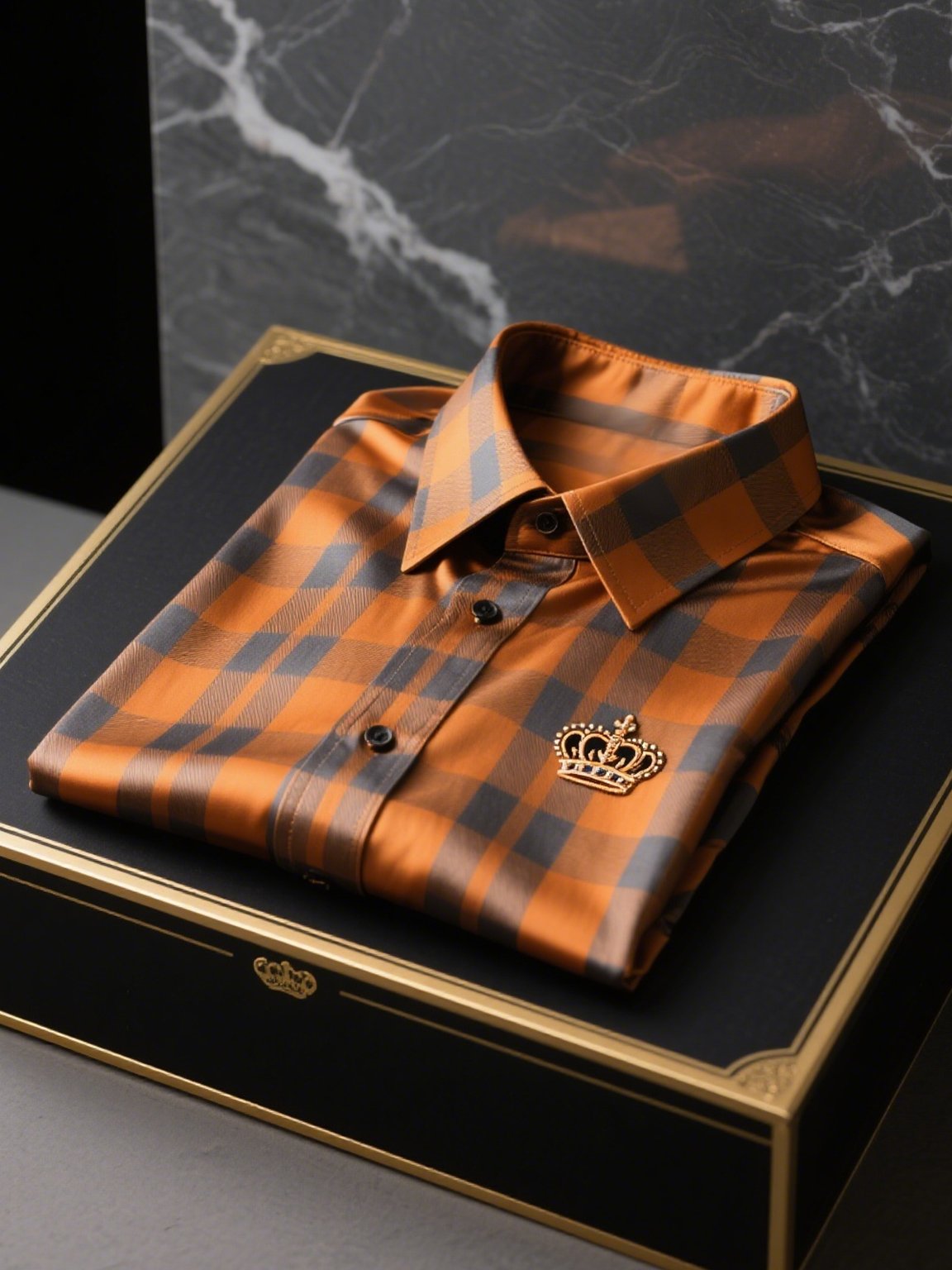 Camisa satén de lujo ejecutivo a rayas de manga corta Button para hombre