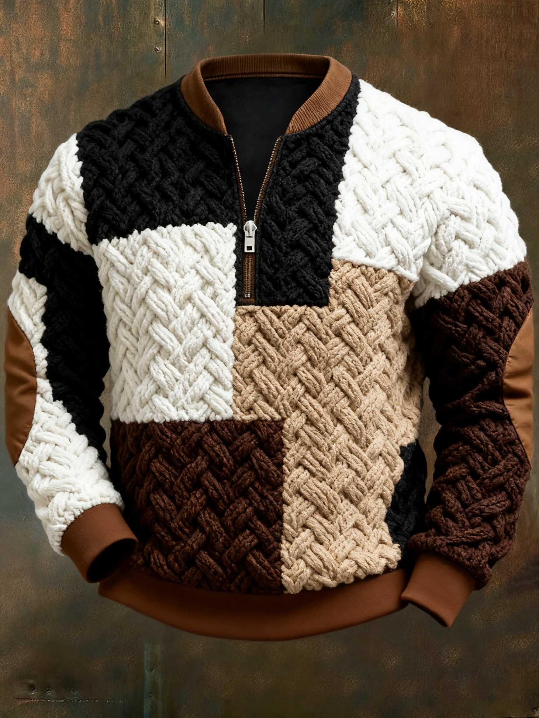 Sudadera casual geométrico en bloques de color estampado para hombre