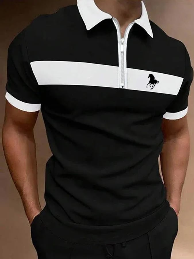 Camisa polo Horse estampado casual para hombre