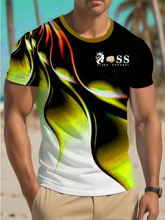 Camiseta retro Lettering estampado cuello redondo para hombre