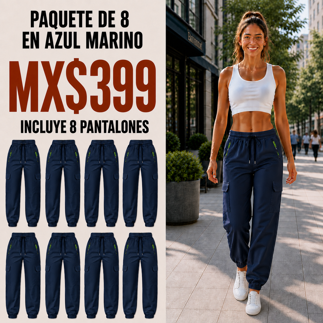 Pantalón cargo multibolsillos para mujer · vista 8