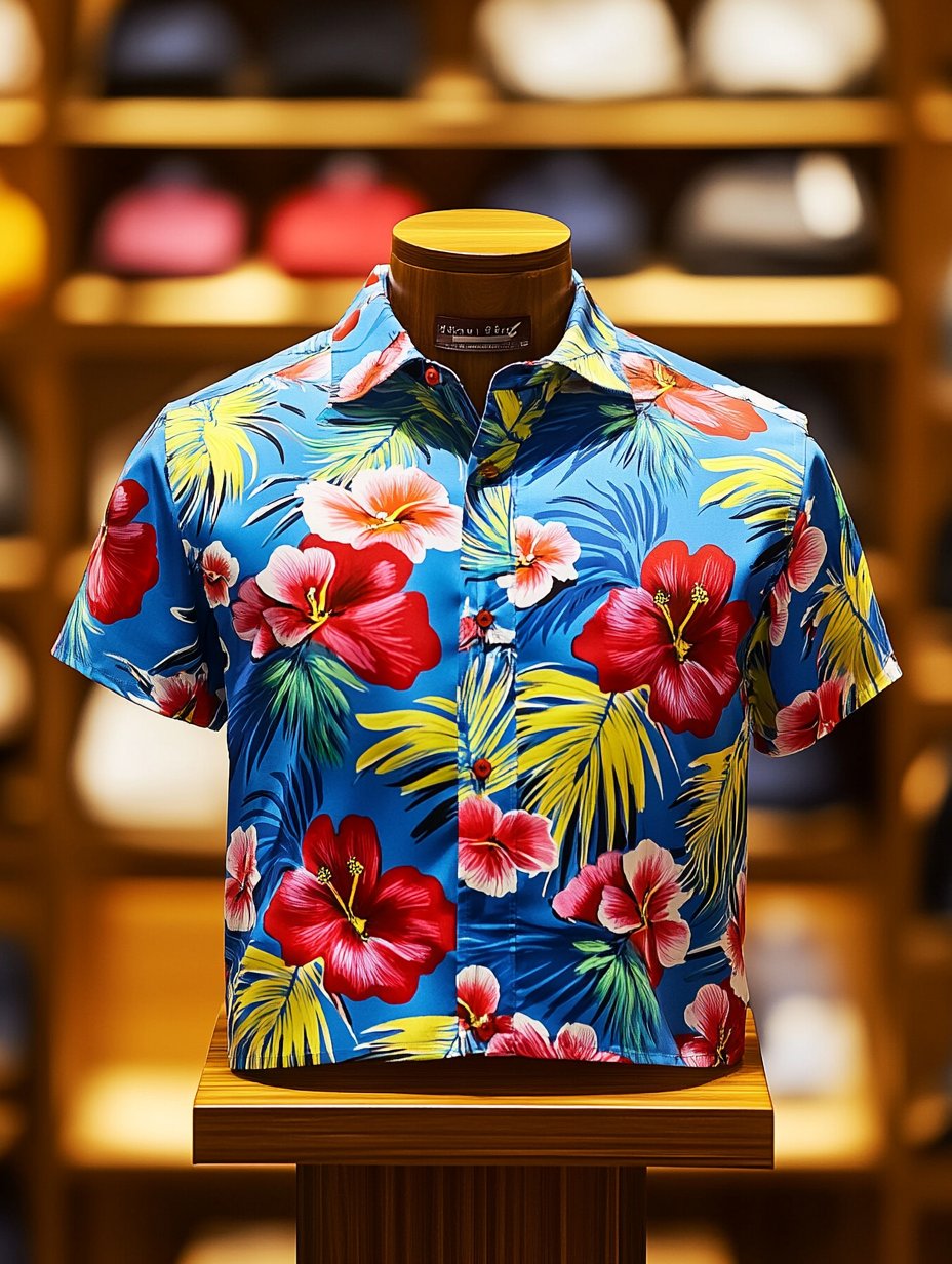 Camisa Beach Vacation floral de manga corta para hombre