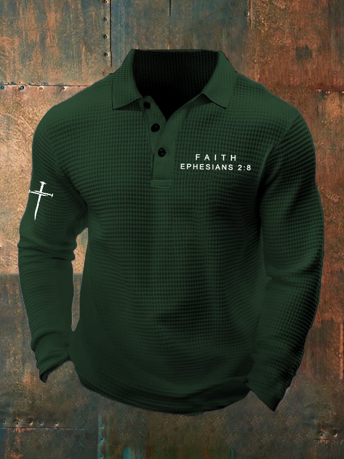 Camisa Faith estampado Waffle casual para hombre