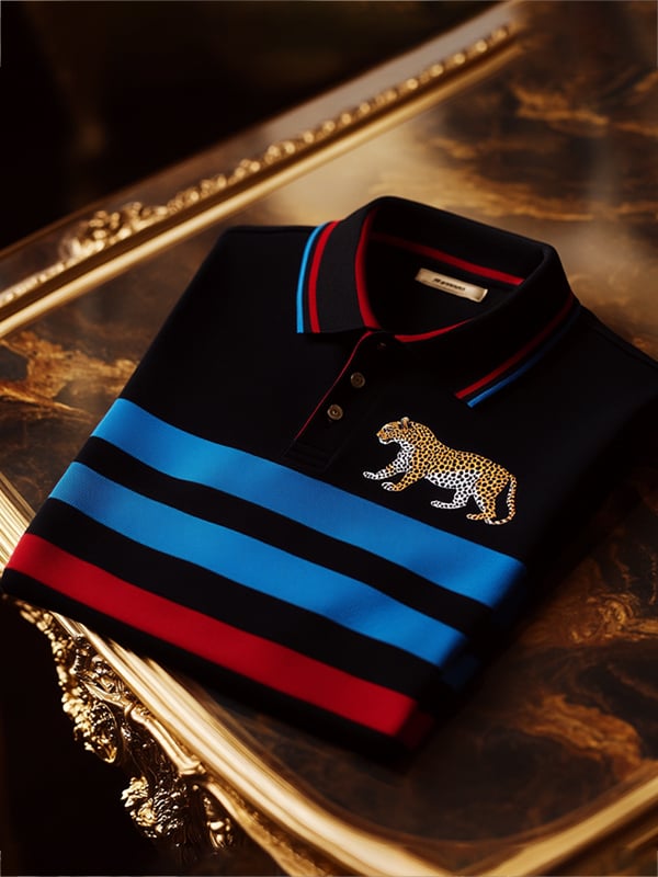 Camisa polo ejecutivo rayas Logo con botones de manga corta para hombre