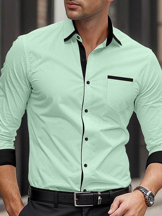 Camisa ejecutivo casual estampado de manga larga para hombre