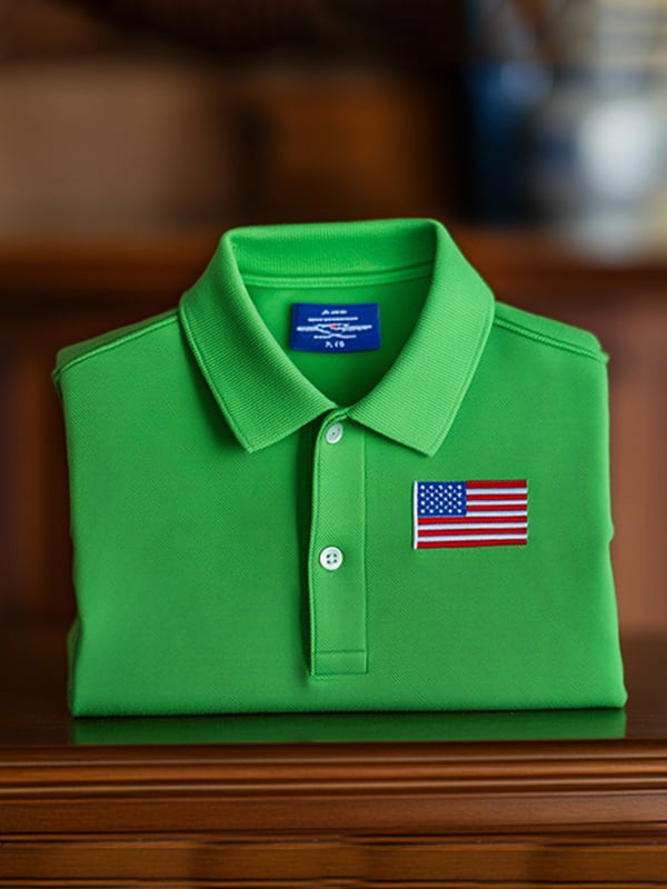 Camisa polo clásico ejecutivo Flag Independence Day de manga corta para hombre