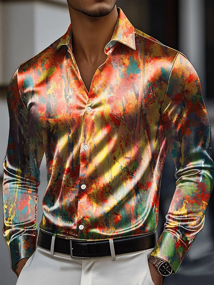Camisa vintage de manga larga para hombre