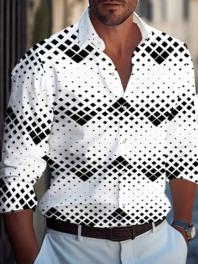Camisa Street Style ejecutivo casual estampado de manga larga para hombre
