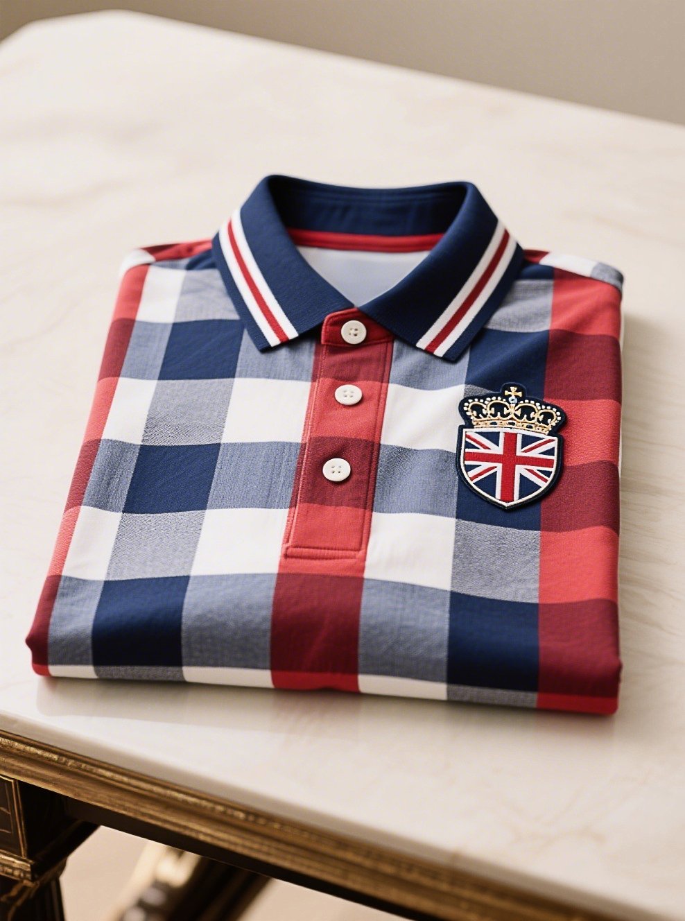 Camisa polo ejecutivo casual Union Jack Button de manga corta para hombre