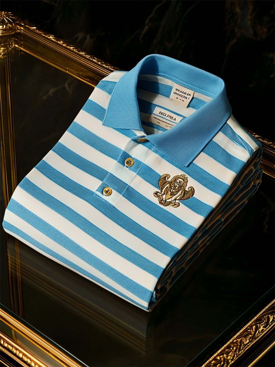 Camisa polo ejecutivo casual a rayas Button de manga corta para hombre