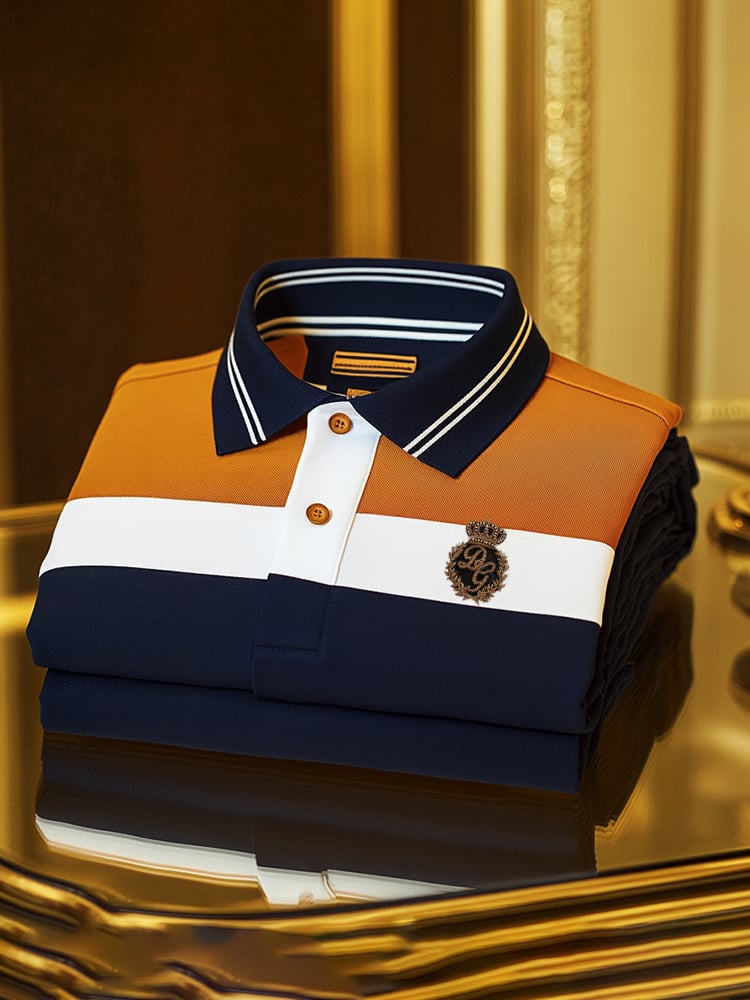 Camisa polo clásico ejecutivo Check Logo Button de manga corta para hombre