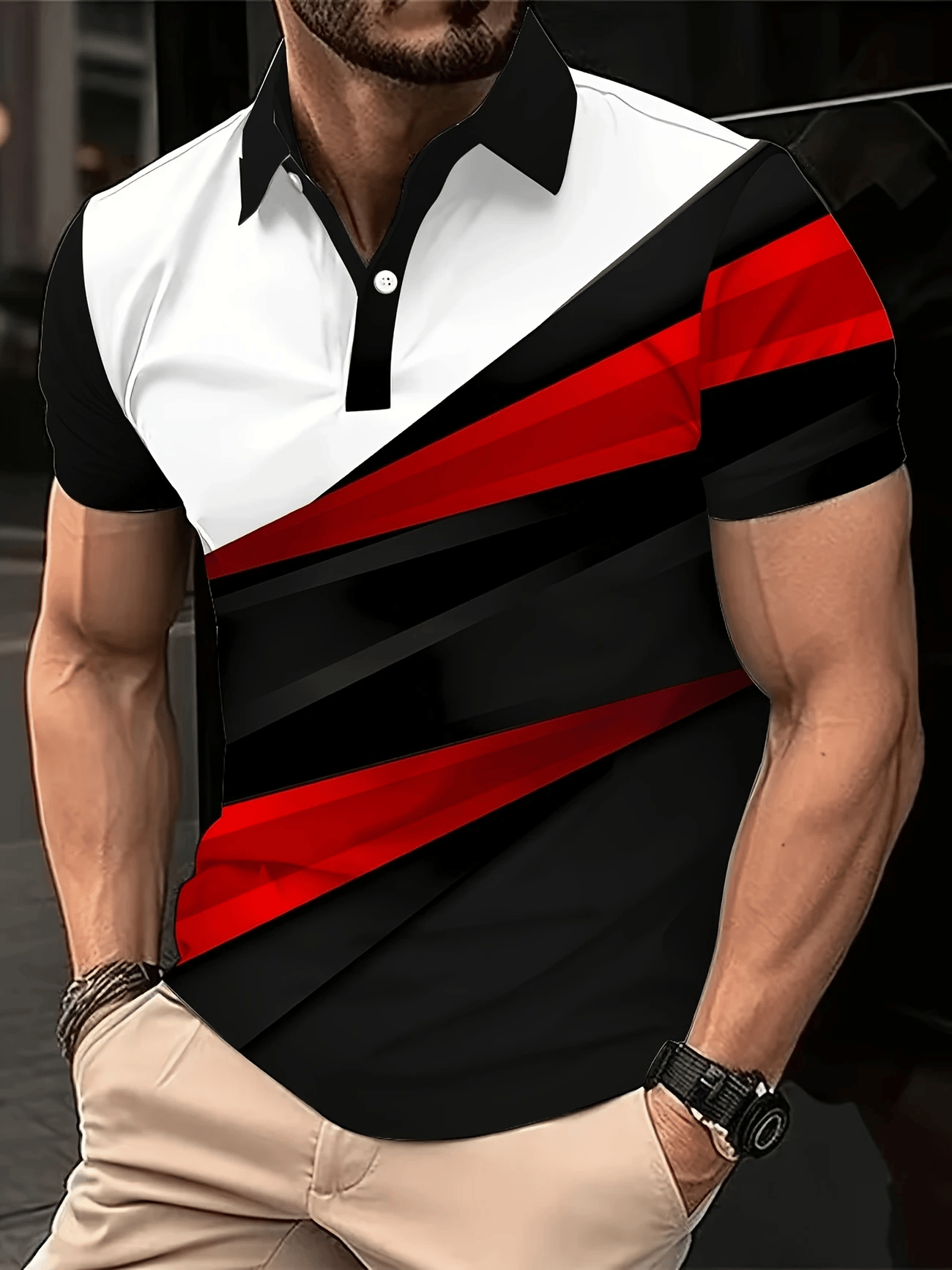 Camisa polo ejecutivo casual Logo Button de manga corta para hombre