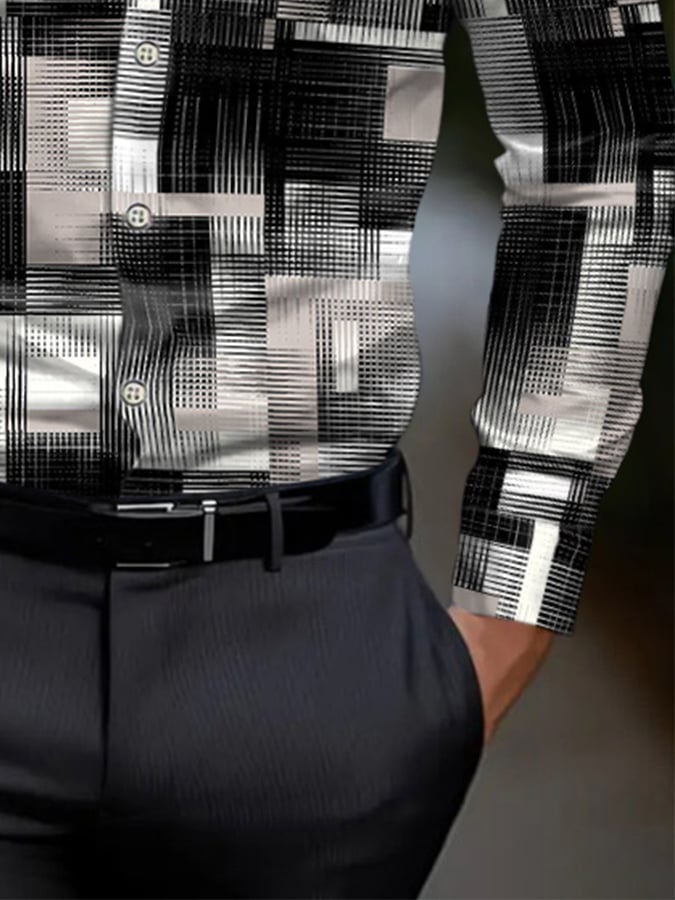 Camisa geométrico estampado ejecutivo para hombre