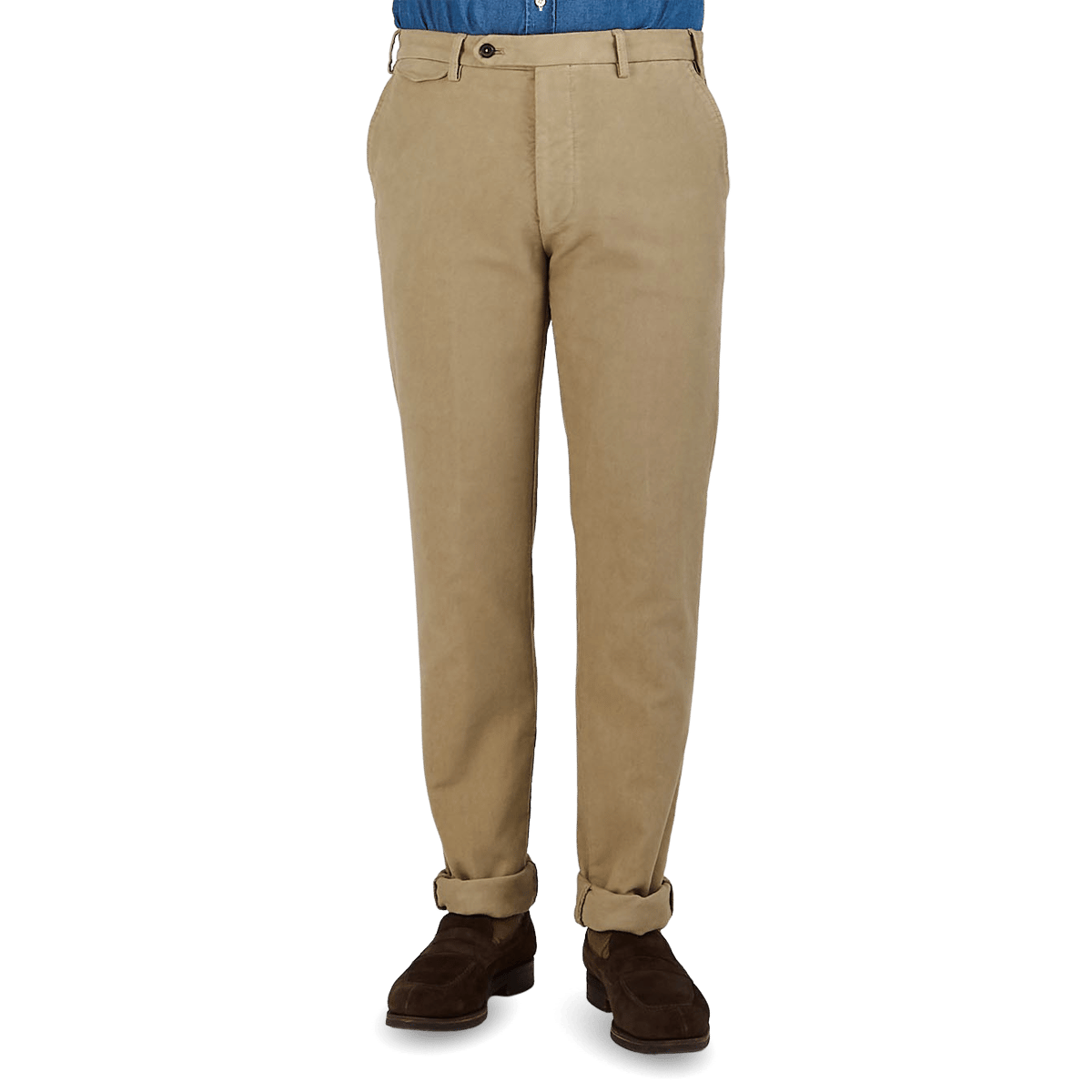 Beige Washed Moleskin de algodón Trousers