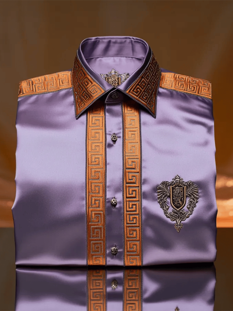 Camisa satén Luxe de manga larga con botones para hombre