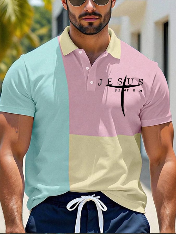Camisa polo Faith estampado Button Design para hombre