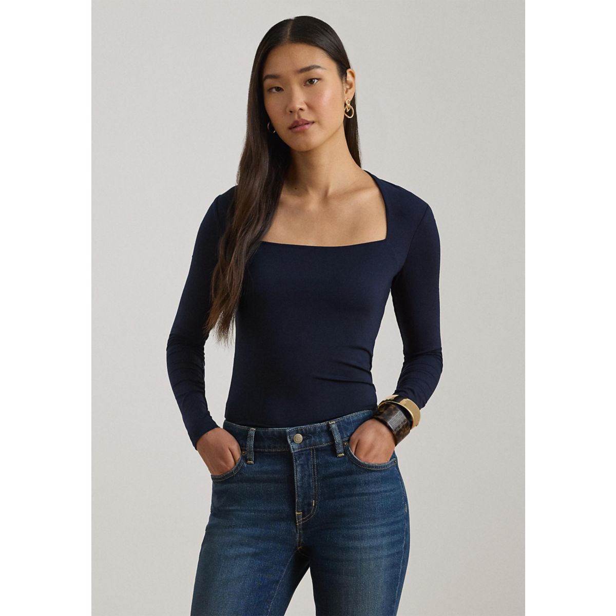 Women's Stretch Jersey Square-Neck Top - 1