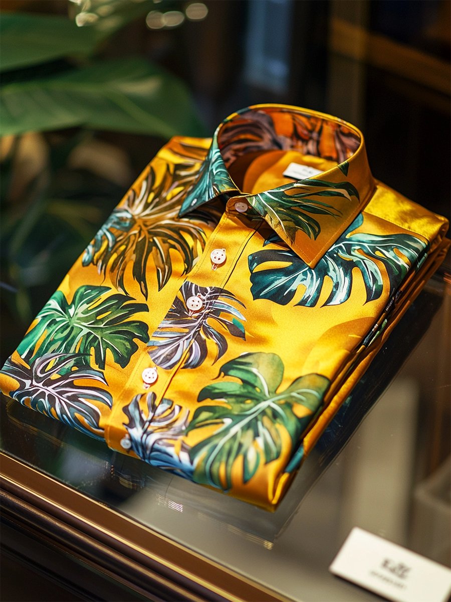 Camisa satén Luxe de manga larga con botones para hombre