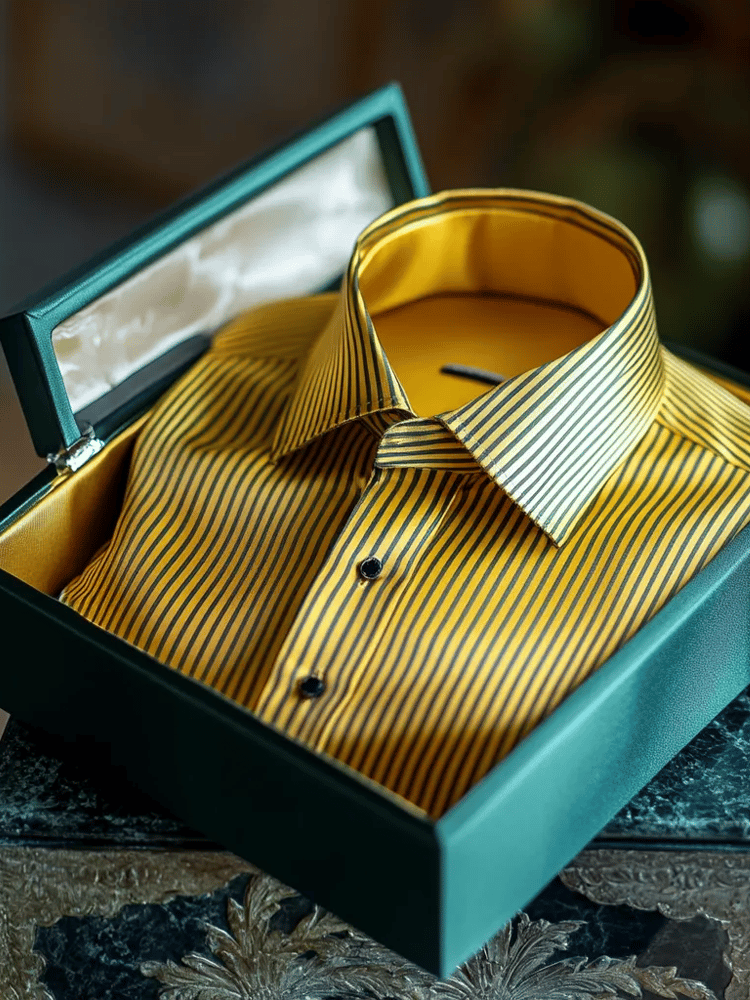 Camisa de lujo Romantic Contrast Color estampado de manga larga para hombre