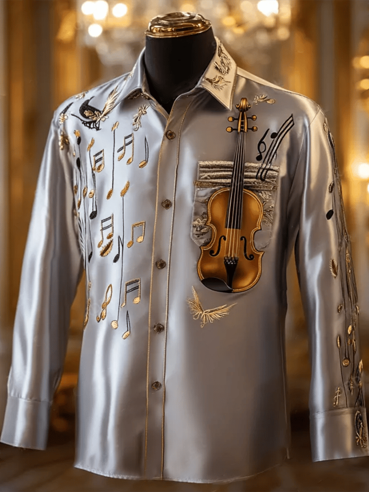 Camisa satén Luxe de manga larga con botones para hombre
